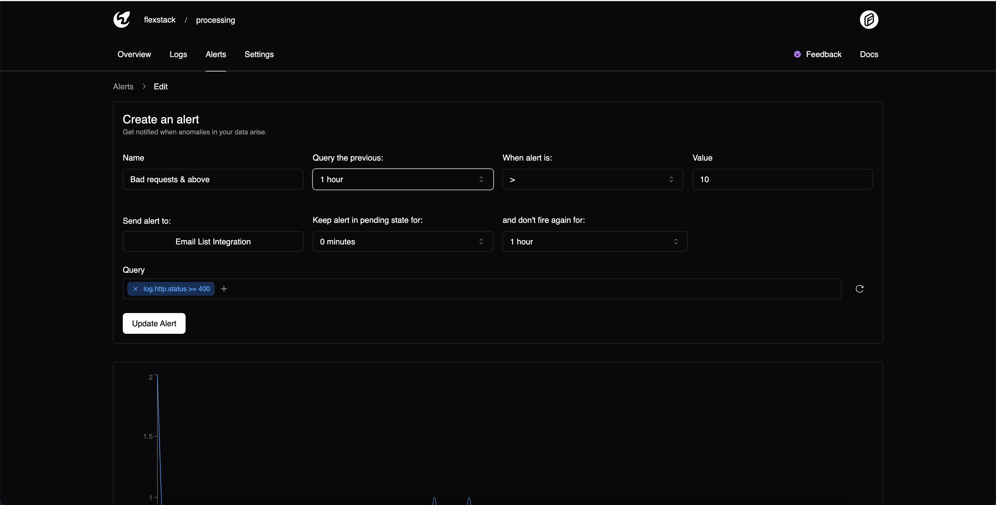 Moonbase logs dashboard