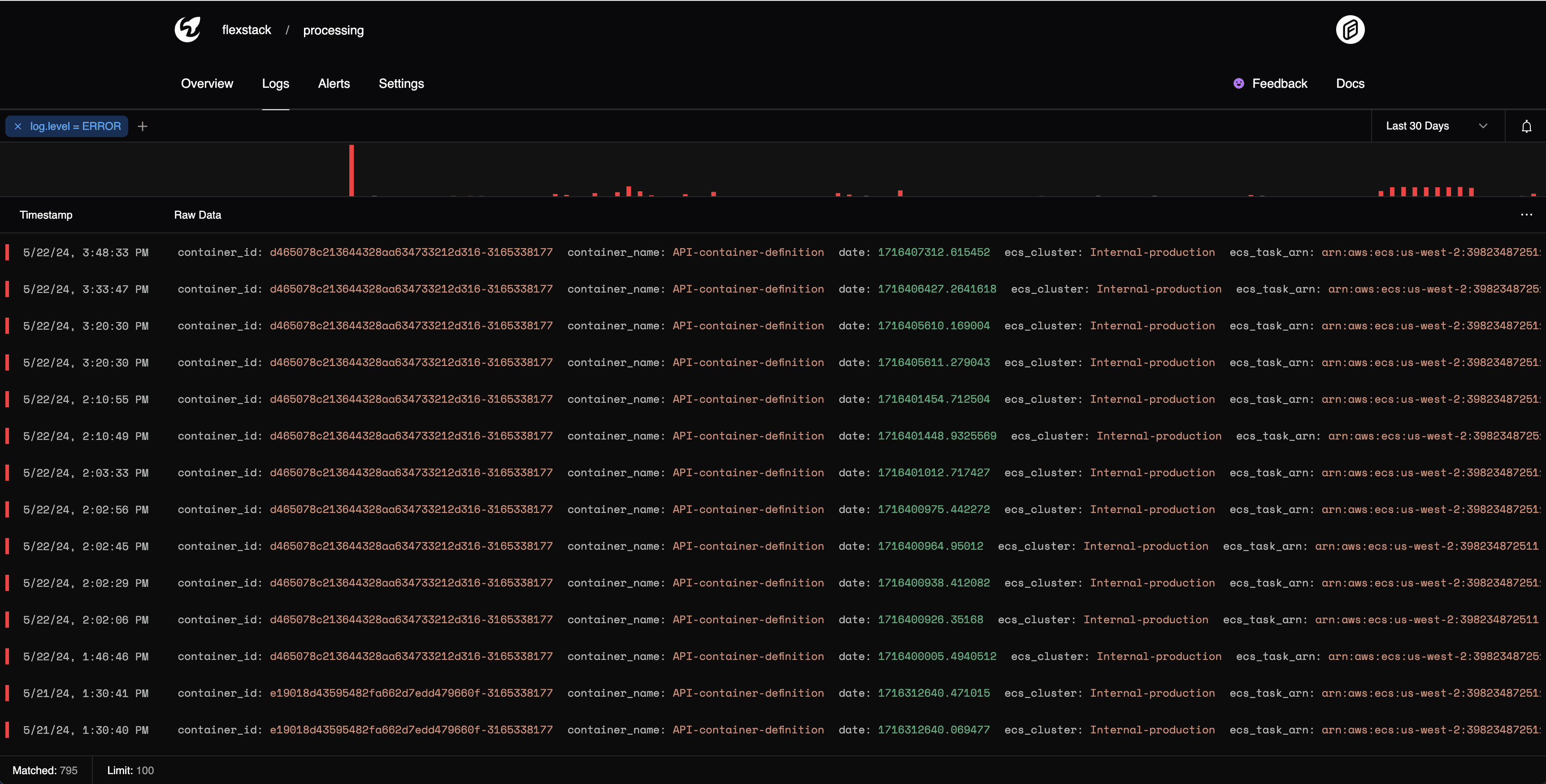 Moonbase log levels